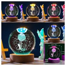 1pc 3D Carved Cat Crystal Ball Night Light With Wooden Base - USB Powered Warm Glow, Rose And Butterfly Design, Cute Animal Theme Desktop Decoration, Valentine's Day, Mother's Day, Christmas And Birthday Gift, Cat Lover Gift - Multicolor - View 17