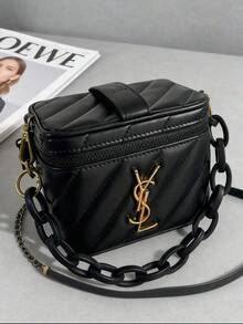 Yves Saint Laurent 这款黑色长方形女士单肩包，饰有黑色品牌标志，适合日常休闲使用，是圣诞节送给女士的理想礼物。 - 黑金色 - 查看 8