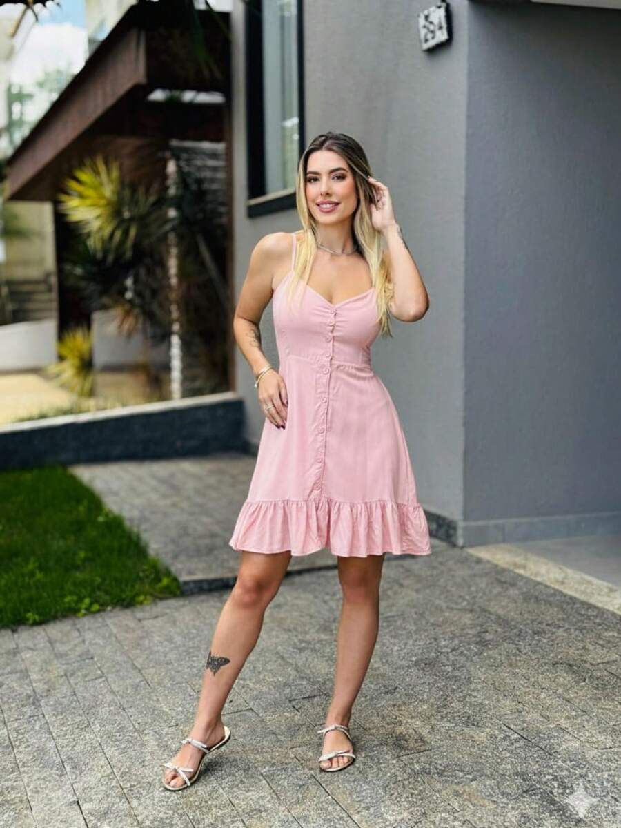Sophisticated Ayla Short Dress - Màu Hồng baby - Xem 1