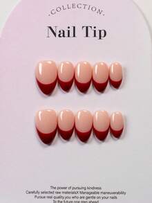 Bộ 10 miếng dán móng tay thủ công, móng tay nghệ thuật có thể đeo được, miếng dán móng tay ngắn hình hạnh nhân màu hồng kiểu Pháp, móng tay nghệ thuật nhanh chóng. - Nhiều màu - Xem 12