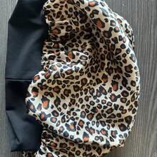 丝绸睡帽，缎面睡帽，松紧带丝绸睡帽，柔软可调节发帽，女士睡眠发套，豹纹浴帽 - 彩色 - 查看 9