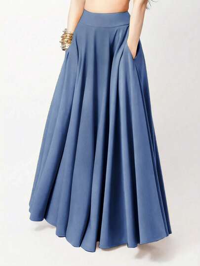 女士休闲纯色半身裙，夏季