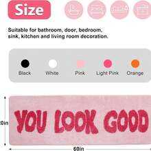 You Look Good Area Rugs - Hot Pink Soft Plush Super Absorbent Non-Slip Backing Machine Washable 100% Polyester Bathroom Mat, Vibrant Decor For Modern Bathrooms - Pink - View 6