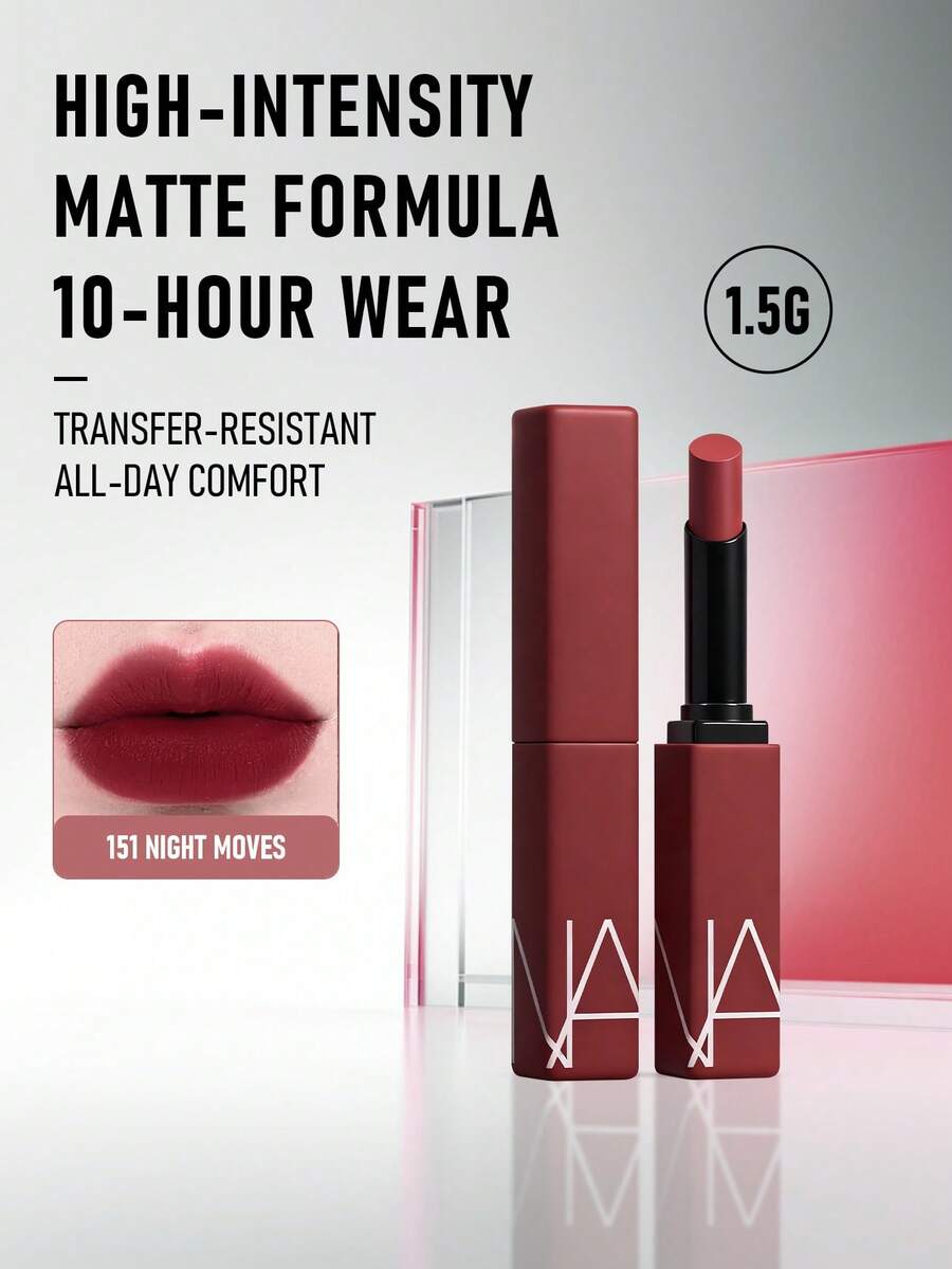 Nars Powermatte唇膏 #151 Night Moves，1.5克/0.05盎司 | 浓郁哑光唇色，高显色度 | 轻盈舒适 | 持久配方，全天候保持唇色 | 不拔干，丝绒哑光妆效 | 顺滑易涂 | 多款亮丽色号可选 | 打造大胆吸睛的唇妆 | 适合日常或特殊场合 - 151 Night Moves - 查看 1