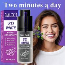 独家设计 8D 牙齿美白紫色牙膏，深层清洁，清新口气，美白牙齿，30毫升，日常使用，口腔护理，1支装 - 紫色 - 查看 2