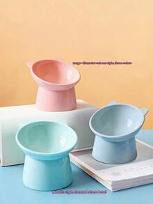 防溢猫碗，北欧风格方形双耳高脚猫碗，宠物用品