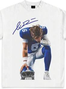 Jaxson Dart Solo Signature Graphic T-Shirts _ Premium Quality Heavyweight Football Shirt For Adults & Kids - trắng - Xem 1