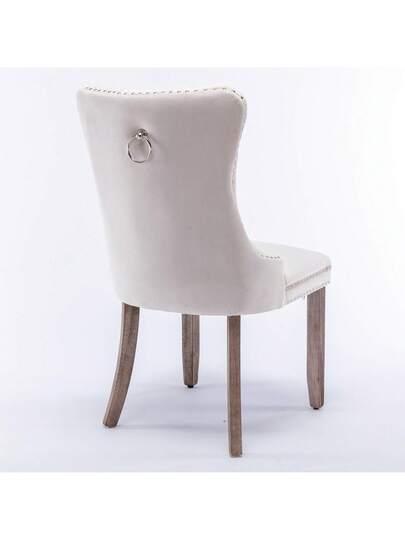 Moderne Dining Chairs, Premium Plush Solid Wood, Contemporary Fluwelen Upholstered Chairs Studded Head Set Of 2, Beige, Black, Grijs Available. view 8