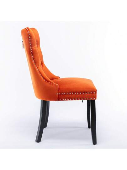 Moderne Dining Chairs, High End Tufted Solid Wood, Contemporary Fluwelen Upholstered Piece Studded Wooden Legs, Orange, Blue. view 7