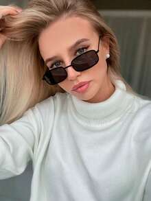 1副复古美式金属时尚眼镜方形小框奢华街头摄影时尚眼镜 - A - 查看 6