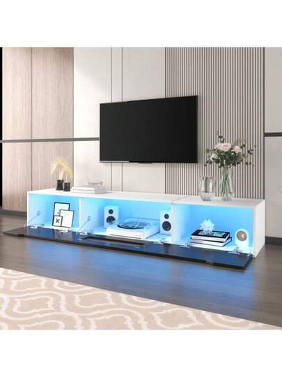 High Gloss Lacquered TV Unit, Matching Zwart White, Changing LED Lighting view 5
