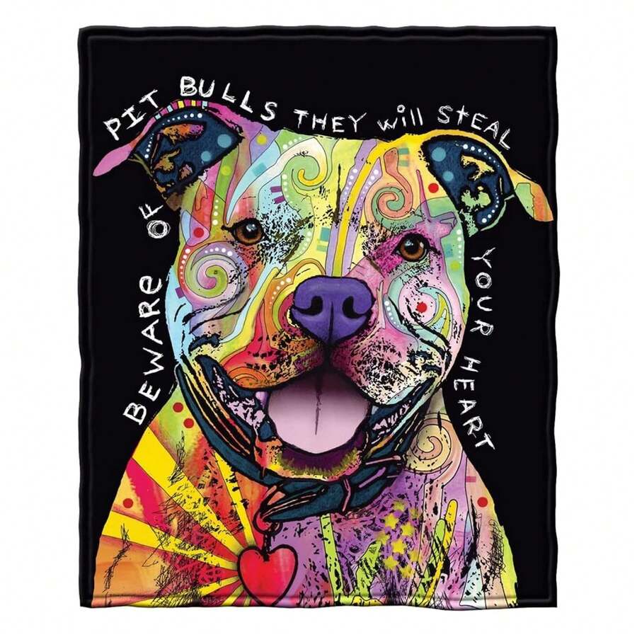 Dawhud Direct 75x90-Inch Pit Bull Fleece Blanket - Dean Russo Pitbull Throw Blanket For Adults And - Soft And Cozy For Bed, Couch, Or Travel - Thoughtful Gifts For Women And Dog Lovers, Soft Flannel Blanket - Multiple Sizes, Cozy Must-Have - 彩色 - 查看 1