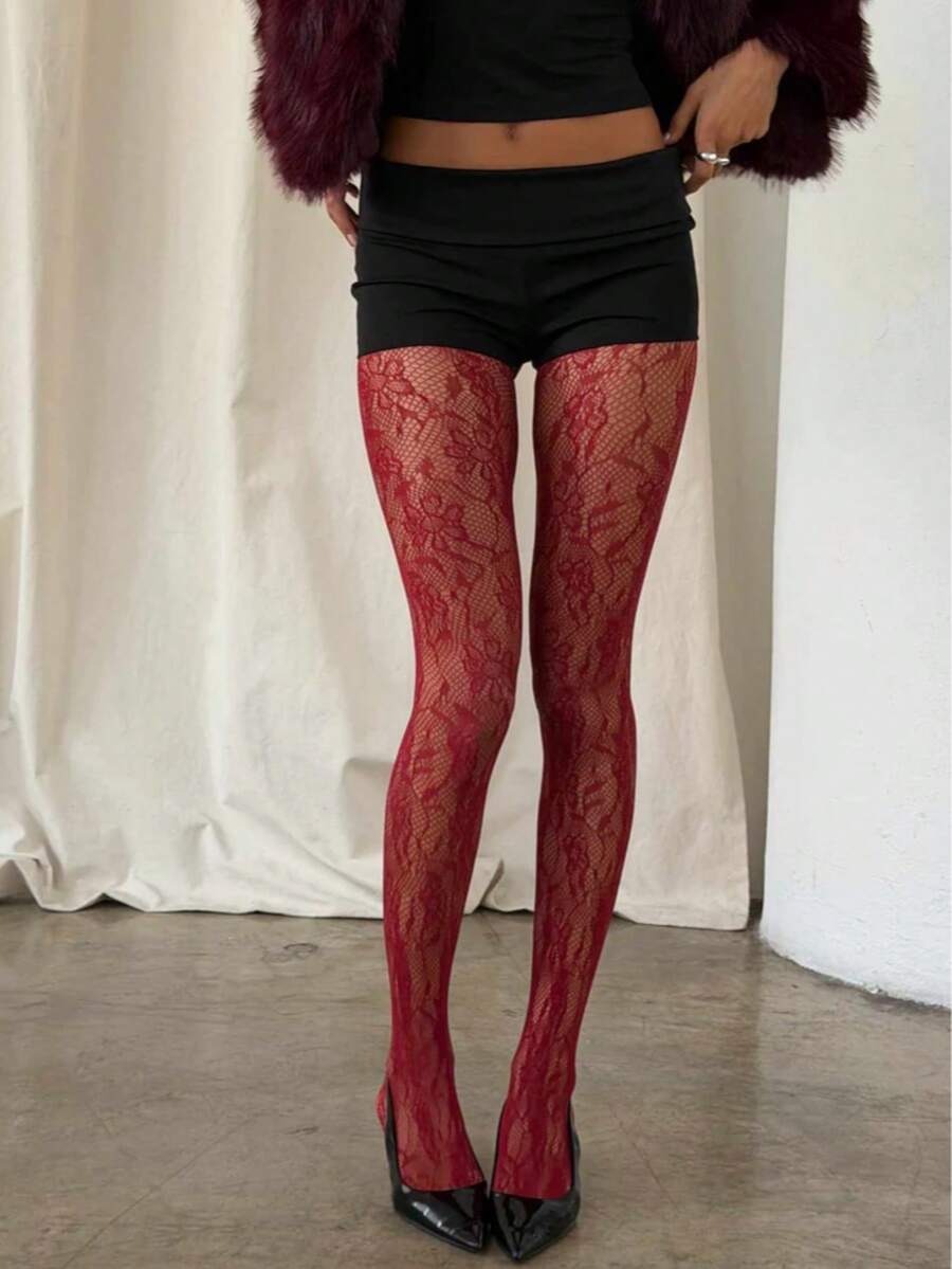 1 đôi quần tất nữ cỡ lớn họa tiết gợi cảm, thiết kế hoa văn thanh lịch và quyến rũ, chất liệu mềm mại, thoáng khí, phù hợp cho mặc hàng ngày, hẹn hò, kỳ nghỉ và tiệc tùng, dễ dàng phối hợp với nhiều trang phục. - Màu đỏ tím - Xem 1
