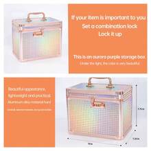 1个铝合金便携式化妆箱 - 大容量多层带镜子，方便专业化妆师收纳化妆品和日常工具。