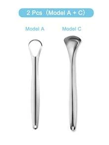 Stainless Steel Tongue Scraper 3 Models Rust-Resistant Durable,Tongue Cleaner Effective Bad Breath Removal Tongue Coating Cleaning, Portable Travel-Friendly For Adults Kids Daily Use, Family Oral Care Oral Hygiene - 銀色 - 查看 13