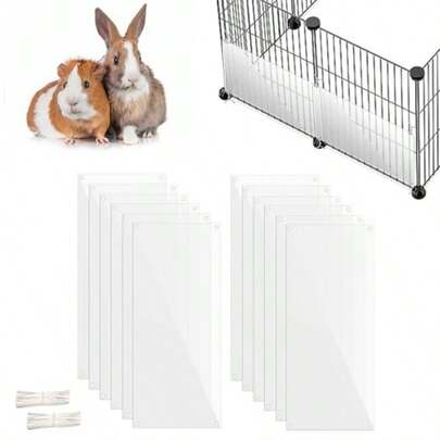 AWYY12 Pack Pet Plastic Cage Liner Protection 14'' X 6'' Rabbit Cage Urine Guard Clear Cage Edge Liner Guinea Pig Side Lining Small Animal Cage Accessories - Keep Litter In The Cage