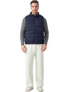 Chaleco Para Hombre, Chaleco De Otoño E Invierno, Chalecos Casuales Para Hombre Es Ligera, Cálida Y Plegable - Azul marino - Ver 8