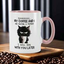 1个趣味猫咪咖啡杯，创意双面印花陶瓷杯 - 四季皆宜的多功能饮品容器。适合作为生日礼物、节日礼物、派对礼品或家居装饰，可盛装各种饮品，容量11盎司，可爱猫咪图案，咖啡吧配件，马克杯套装，猫咪主题马克杯 - 咖啡貓咪 - 查看 8