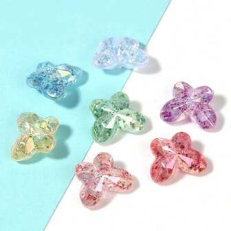 30PCS/100PC Style Random Transparent Acrylic Cut Surface Onion Powder Fantasy Color Butterfly Beads DIY Jewelry Making Keychain Mobile Phone Chain Mobile Phone Case Car Hanging Accessories Decoration Crafts