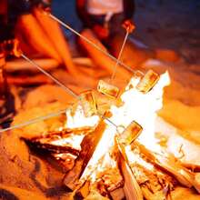 5 Pack Marshmallow Roasting Sticks Smores Sticks, Telescoping 32 Inch Long, For Open Fire Pit Campfire Camping Hotdog Bonfire Grill - Silver - View 4