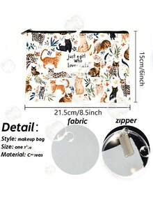 时尚复古猫咪印花化妆包 - 轻便拉链女士化妆包，多功能拉链包，可装化妆品、铅笔或零食，是送给母亲、朋友或老师的理想礼物，也是送给爱猫人士、姐妹、学生和成年人的完美之选。化妆包、化妆袋、洗漱包、旅行必备、邮轮必备、度假必备，男女皆宜。 - 米色 - 查看 2
