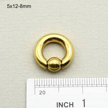 1 szt. Złoty pierścień PVD ze stali chirurgicznej PA, duży rozmiar, pierścienie z koralikami sprężynowymi, kulki BCR do przekłuwania nosa, kolczyki do przegrody nosowej dla mężczyzn i kobiet, biżuteria do ciała, 00G, 0G, 2G, 4G, 6G, 8G, 10G, 12G, średnica 10-22 mm