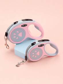 Guia retrátil para animais de estimação, feita de nylon durável com controle de um botão para gerenciar o cão. Guia em formato de osso, ideal para passeios ao ar livre e viagens com animais de estimação de pequeno e médio porte. Design com estampa de pata. Guia para raças pequenas. - Multicolorido - Ver 8