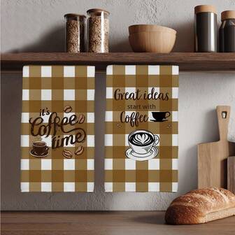 2 piezas Toallas de cocina con estampado de "Hora del café" en color café, toallas de cocina rectangulares de microfibra súper suaves de 40*60cm, paños de cocina, toallas de mano, decoración de cocina, regalo de inauguración de casa, toallas de cocina y paños de cocina, decoración del hogar
