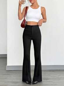 Quần ống đứng màu đen cạp cao thanh lịch dành cho nữ, thích hợp cho các buổi đi chơi hàng ngày, đi làm, ở nhà, hẹn hò, tiệc nhỏ, các dịp xã giao nhẹ nhàng, Giáng sinh, năm mới - màu đen - Xem 4