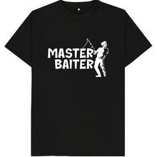 Camiseta unisex de pescador maestro cebo, divertida broma, parodia, para hombres, mujeres, niños y adultos - Negro - Ver 1