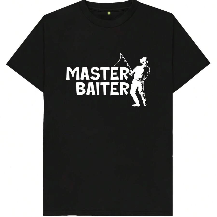 Camiseta unisex de pescador maestro cebo, divertida broma, parodia, para hombres, mujeres, niños y adultos - Negro - Ver 1