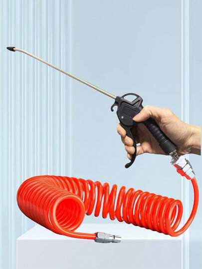 1pc Extra Long High Flow Air Blow Gun - Extended Air Hose, High Pressure Industrial & Household Air Nozzle, Durable PP Material, Suitable For Air Compressor Dusting, Black, Air Gun Accessory