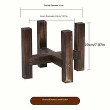 1pc Wooden Cross-Shaped Plant Stand, Floor-Standing Flower Pot Rack, Reversible Height Adjustable Plant Holder, Max Load 80kg, Suitable For Yard, Garden, Balcony, Living Room, Bathroom - Charcoal Brown - View 13