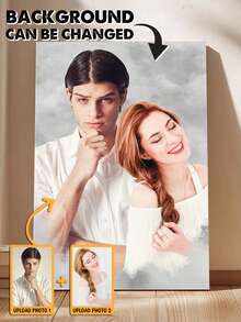 Catygift Personalisiertes Leinwandbild für Paar, individualisierte Paar-Kombinations-Wandkunst, Paar-Foto-Leinwandgemälde, einzigartiges Jahrestags-Geschenk für ihn