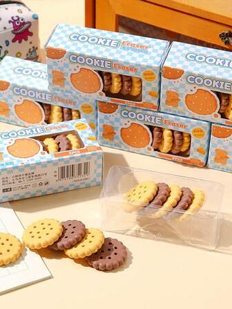 Biscuit Eraser, Cute Sensory Stress Relieving Toy, Suitable For School, Office, And Home Use