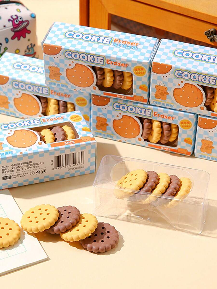 Biscuit Eraser, Cute Sensory Stress Relieving Toy, Suitable For School, Office, And Home Use - Multicolor - View 1