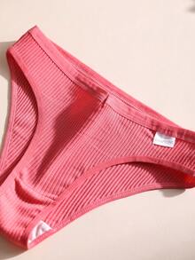 8 piezas de bragas triangulares sexy para mujer con cintura en V, sin costuras, de algodón acanalado, de unicolor, cómodas y transpirables - Multicolor - Ver 11