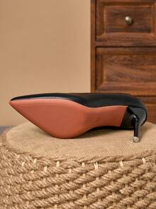 MonaNise 女士舒适尖头高跟鞋，杏色、海军蓝，9厘米细跟，时尚、度假、旅行、休闲、百搭、闭趾、棕色复古、黑色 - 黑色 - 查看 8