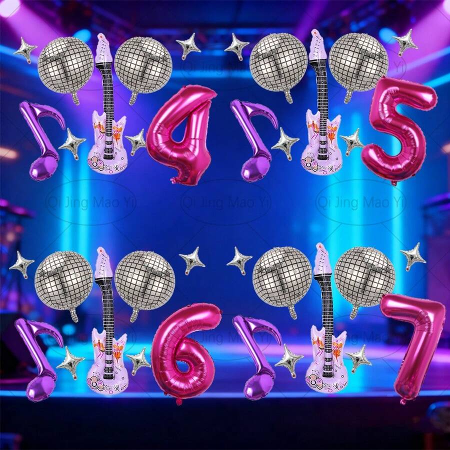 9 quả bóng bay trang trí hình nhóm nhạc nữ Idol Hunter, gồm ngôi sao 5 inch, quả cầu Disco, nốt nhạc, đàn guitar, số màu hồng cánh sen, thích hợp trang trí buổi hòa nhạc, tiệc sinh nhật, tiệc chào đón em bé, trang trí nhóm nhạc thần tượng, đạo cụ chụp ảnh, trang trí bóng bay, quà tặng bất ngờ cho con trai/con gái - Màu Hồng Tươi - Xem 1