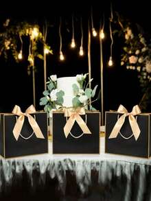 10 حقيبة هدايا من الورق الكرافت بطراز المناظر الطبيعية، أكياس تسوق، أكياس تغليف مع مقابض، حقائب مزينة بفيونكة، حلوى أو حيلة، عيد الهالوين، أكياس ورقية بسعة كبيرة باللون الأبيض، عيد الهالوين، ، عيد الميلاد، رأس السنة، حفل زفاف، أكياس تغليف هدايا عيد الميلاد - الأسود - مشاهدة 3