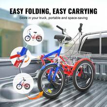 Triciclo plegable para adultos, triciclo plegable para adultos de 20 pulgadas y 7 velocidades, bicicleta de crucero de 3 ruedas de acero al carbono con canasta grande y asiento ajustable, triciclos plegables para ir de compras, picnic, para mujeres, hombres y personas mayores - Multicolor - Ver 3