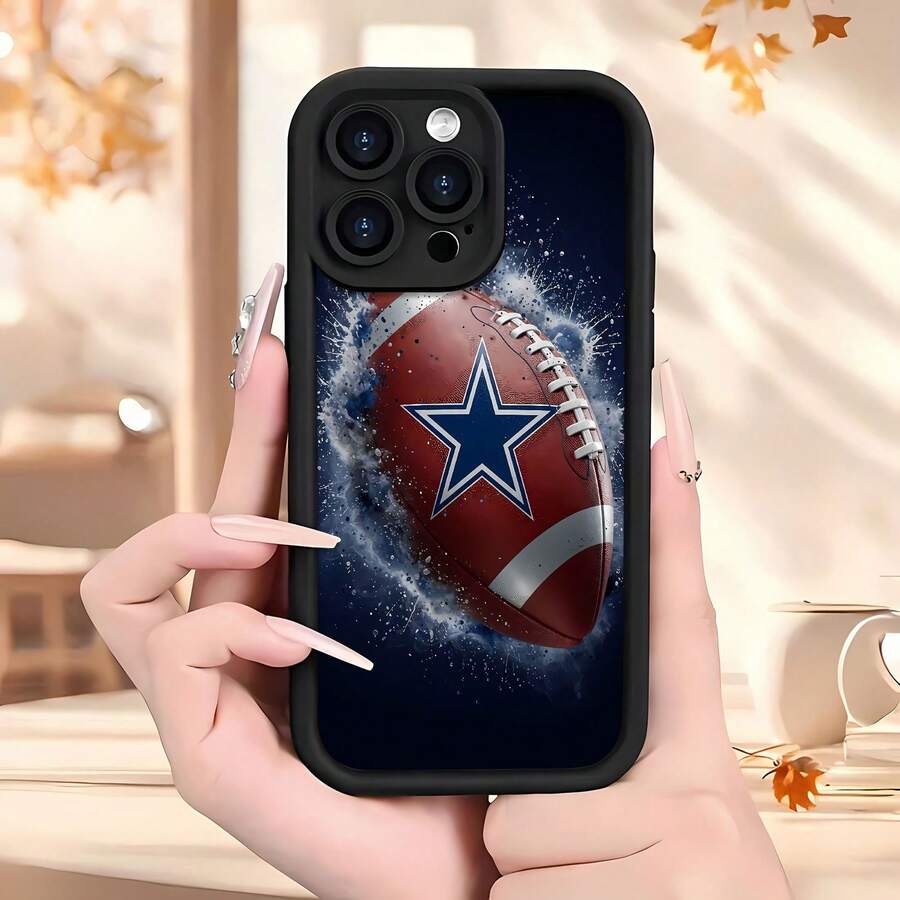 Estuche para teléfono con diseño de salpicaduras de fútbol Compatible con estuches para teléfonos 17 16 Pro Max 15 Pro Max 13 y 12 Hecho de material de TPU que brinda protección contra golpes y caídas Un gran regalo para familiares, amigos, seres queridos, novios / novias y para Navidad - Negro - Ver 1