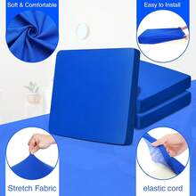 Newwiee 8Pcs Patio Cushion Covers Stretch Outdoor Cushion Cover Replacement For Patio Furniture Sofa Couch Slipcovers, Soft Flexibility Washable Furniture Protector(Waterproof Pure,Royal Blue),One-Size,RoyalBlueWaterproofPure - 皇家藍防水純 - 查看 4