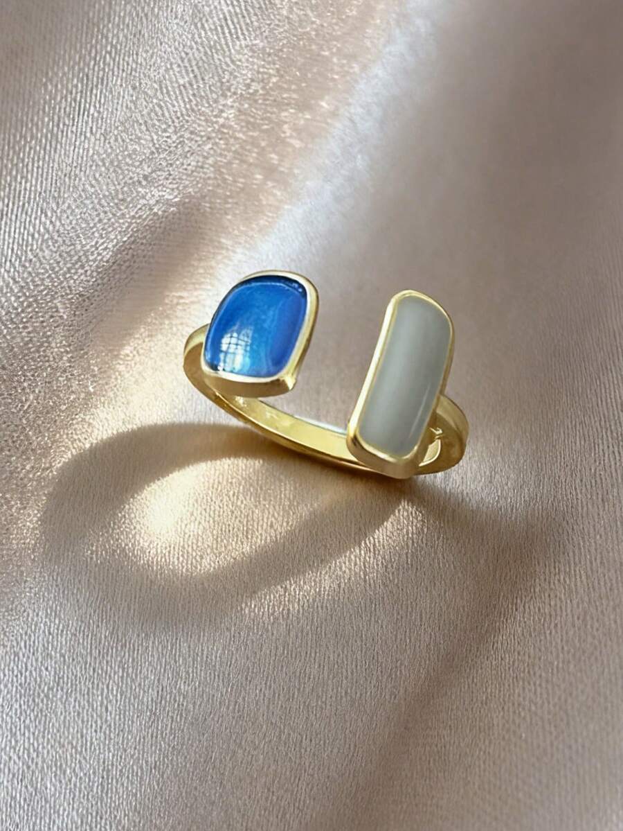 1pc Fashion Simple Elegant Design Candy Color Glaze Adjustable Open Ring, Versatile For Ladies Daily Wearing, Party Accessory, Gift