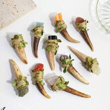 1件迷你天然宝石玫瑰石英和紫水晶水晶权杖原石女巫魔法棒精美儿童魔杖创意游戏万圣节装饰圣诞礼物春季饰品 - 原石鹿角小權杖 - 查看 6