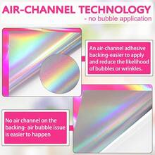 WRAPXPERT Holographic Vinyl Roll Pink, Holographic Permanent Vinyl Glossy Rainbow Craft 12\ X 5ft, Chrome No Bubble Iridescent For DIY Craft Decal, Hot Pink,12inchx5ft,HotPink - 亮粉紅色 - 查看 8
