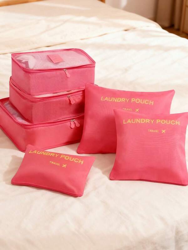 6pcs/Set High Capacity Portable Premium Travel Packing Cubes, Cosmetic Bag, Storage Bags, Organizer Boxes, Suitable For Luggage, Clothes, Folding, Shoes, Underwear, Travel Essentials, Backpack, Suitcase, Moving, Back To School