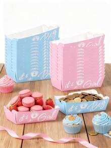 40 hộp bỏng ngô tiết lộ giới tính, hộp bỏng ngô hình thuyền, màu xanh và hồng cho tiệc tiết lộ giới tính, hộp đựng đồ tráng miệng trang trí tiệc chào đón em bé - Nhiều màu - Xem 4