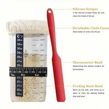 Sourdough Starter Kit, 24 Oz Large Capacity Sourdough Fermentation Jar With Aluminum Lid, Date Labeled Feeding Strip, Silicone Scraper, Cloth Lid And Thermometer Strip, Sourdough Container For Bread Making, Brewing Tools, Fermentation Tools, Reusable Sourdough Bread Baking Tools - - - View 9