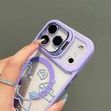 Light Blue Cat Planet Star Flower Heart Pattern Cute Cartoon Style Phone Case Painted Phone Case Magnetic Wireless Charging Soft Silicone Protective Case Magnetic Liquid Silicone Protective Case Suitable For Iphone 17 16 15 14 13 12 Pro Pro Max Plus Air - 灰色 - 查看 6